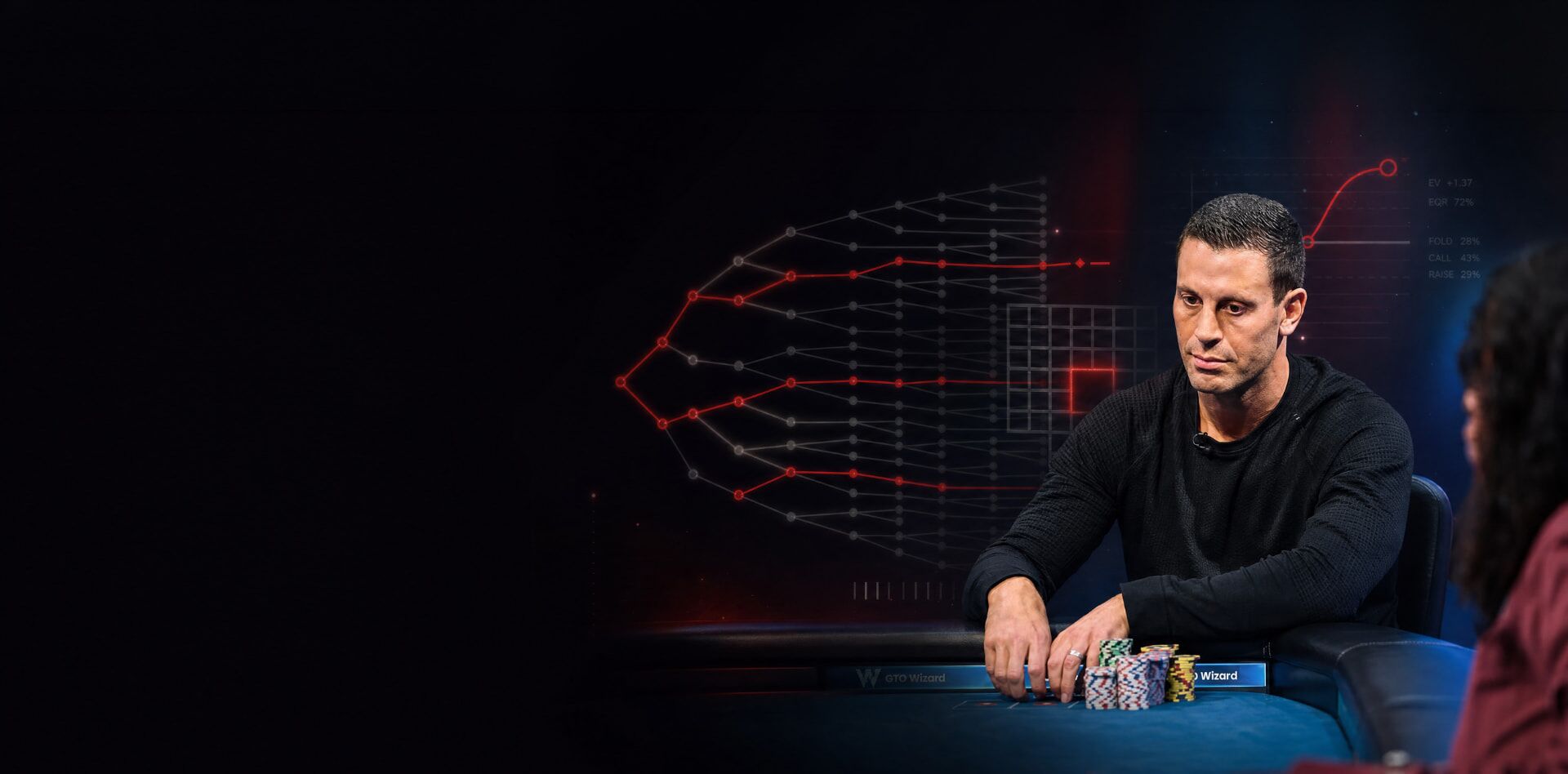 Garrett Adelstein focused at a high-stakes live cash poker table